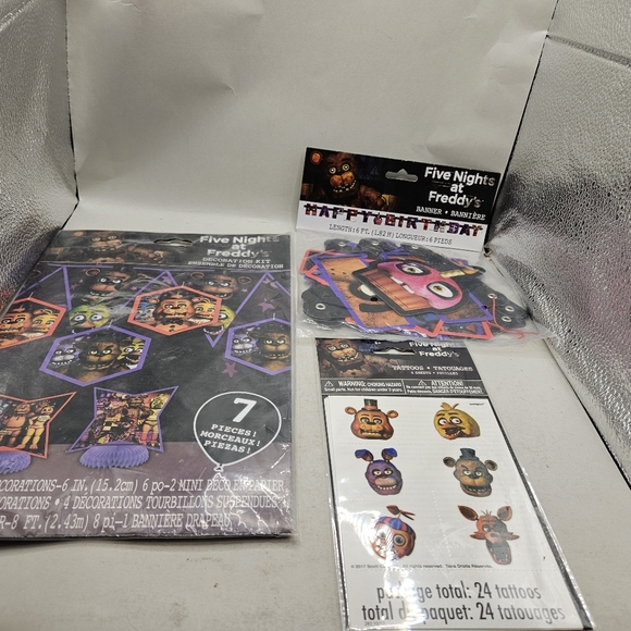 Five Nights at Freddys Birthday Party Decoration Kit, Birthday Banner, Tatoos.  - Picture 1 of 7
